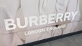 Burberry Store london england leading entrance logo and sign text front of store