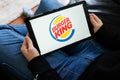 Bordeaux , Aquitaine / France - 11 25 2019 : Burger King tablet screen sign logo restaurant fast food