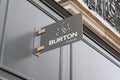 Burton of london sign text boutique logo brand on store front of british fashion