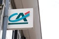 Ca brand text of credit agricole logo sign of french multinational office bank agency