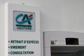 Ca credit agricole logo andtext sign front of entrance bank french agency building