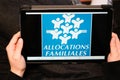 Bordeaux , Aquitaine / France - 11 25 2019 : Caisse allocations familiales logo sign on screen tablet of Family Allowances Fund