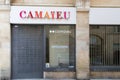 Camaieu closed store curtain lowered shop closing and bankruptcy CamaÃÂ¯eu logo brand