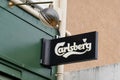 Bordeaux , Aquitaine / France - 02 20 2020 : Carlsberg beer sign logo bar brand restaurant in french street Royalty Free Stock Photo