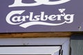 Carlsberg beer sign text and brand logo bar pub restaurant in french street