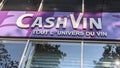 Cashvin logo brand and text sign on facade shop of French wine retailer cash vin store