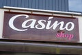 Casino shop supermarket logo brand and text pink sign front of facade market store