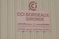 Chambre de Commerce et d`Industrie CCI logo and sign text on building agency in