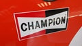 Champion spark plugs logo and text sign on stickers racing car for race