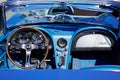 Chevrolet Corvette blue interior retro oldtimer convertible classic car dashboard Royalty Free Stock Photo