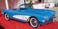 Chevrolet Corvette blue white sixties vintage fifties muscle american car Royalty Free Stock Photo