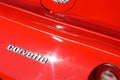 Chevrolet Corvette car Sign logo and text brand rear of vintage racing us vehicle Royalty Free Stock Photo