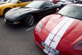 Bordeaux , Aquitaine / France - 06 10 2020 : Chevrolet Corvette Red american sportscar parked in dealership for sall