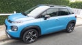 Citroen C3 new SUV Aircross blue parked for in the street