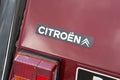 Citroen 2CV sign text and brand logo retro vintage french historical car ancient