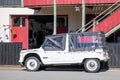 Citroen Mehari ancient retro beach car convertible vehicle in city street in France