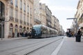 Bordeaux , Aquitaine / France - 10 30 2019 : City tram city center Bordeaux town tramway France