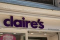 claires store sign fashion and brand text logo Claire\'s of shop retailer accessories