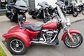 Bordeaux , Aquitaine / France - 01 15 2020 : Classic Harley-Davidson trike red parked on dealership for sale retail location Royalty Free Stock Photo