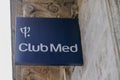 Club Med logo brand and text sign front of french office travel agency of all-inclusive