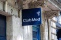 Club Med sign text and logo brand facade wall office Club Mediterranee agency travel Royalty Free Stock Photo