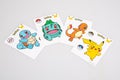 Collection toys game Pokemon cards isolated on white background Royalty Free Stock Photo