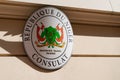 Consulat republique du Niger consulate sign text and logo emblem in wall facade office