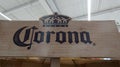 Corona Extra Beer logo brand and text sign on supermarket panel advertising Royalty Free Stock Photo