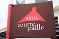 Courtepaille grill brand text and sign logo on facade french short straw restaurant