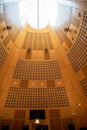 Courtroom inside modern wooden interior at french court of justice of bordeaux