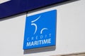 Credit maritime logo brand of bank agency with text sign on facade office