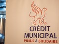 Credit Municipal french sign brand and text logo on wall facade bank pawnbroker public