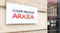 credit mutuel Arkea banque privee logo text and brand sign on entrance french private Royalty Free Stock Photo