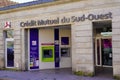 Bordeaux , Aquitaine / France - 02 02 2020 : Credit mutuel du sud ouest bank agency facade in street logo sign Royalty Free Stock Photo