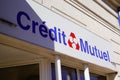 Credit mutuel french bank logo sign and text brand office signage store building facade Royalty Free Stock Photo