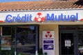 Credit mutuel logo text and brand sign on entrance french bank office on building Royalty Free Stock Photo