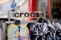 Crocs text sign and logo brand front of American footwear company store manufactured