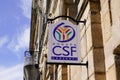 CSF group creserfi sign and logo of French personal civil servants bank and insurance