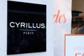 cyrillus logo sign front of entrance store for Men clothing shop Royalty Free Stock Photo