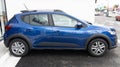 dacia car new stepway sandero blue from Romanian manufacturer parked in dealership Royalty Free Stock Photo