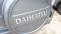 Daihatsu japanese logo sign and text brand on rear of suv japan car Royalty Free Stock Photo