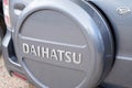 Daihatsu Terios gray logo sign and text brand on rear spare wheel of suv Japanese Royalty Free Stock Photo