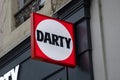 Darty logo text and brand sign entrance shop electronic retail french store building