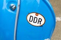 DDR logo brand and text sign german flag color on motor scooter of the historic