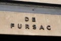 De Fursac logo and sign text front of boutique men suits shop fashion clothing