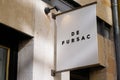 De Fursac logo and text sign of suits shop for men