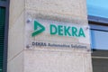 Dekra automotive solutions logo brand and text sign of business car diagnostic