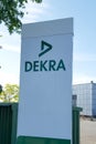 Bordeaux , Aquitaine / France - 05 10 2020 : DEKRA logo sign vehicle inspection car workshop