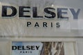 Delsey paris logo sign and brand text of French company manufactures luggage and travel