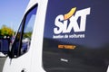 Bordeaux , Aquitaine / France - 10 11 2019 : detail rent van Sixt SE European multinational car rental company